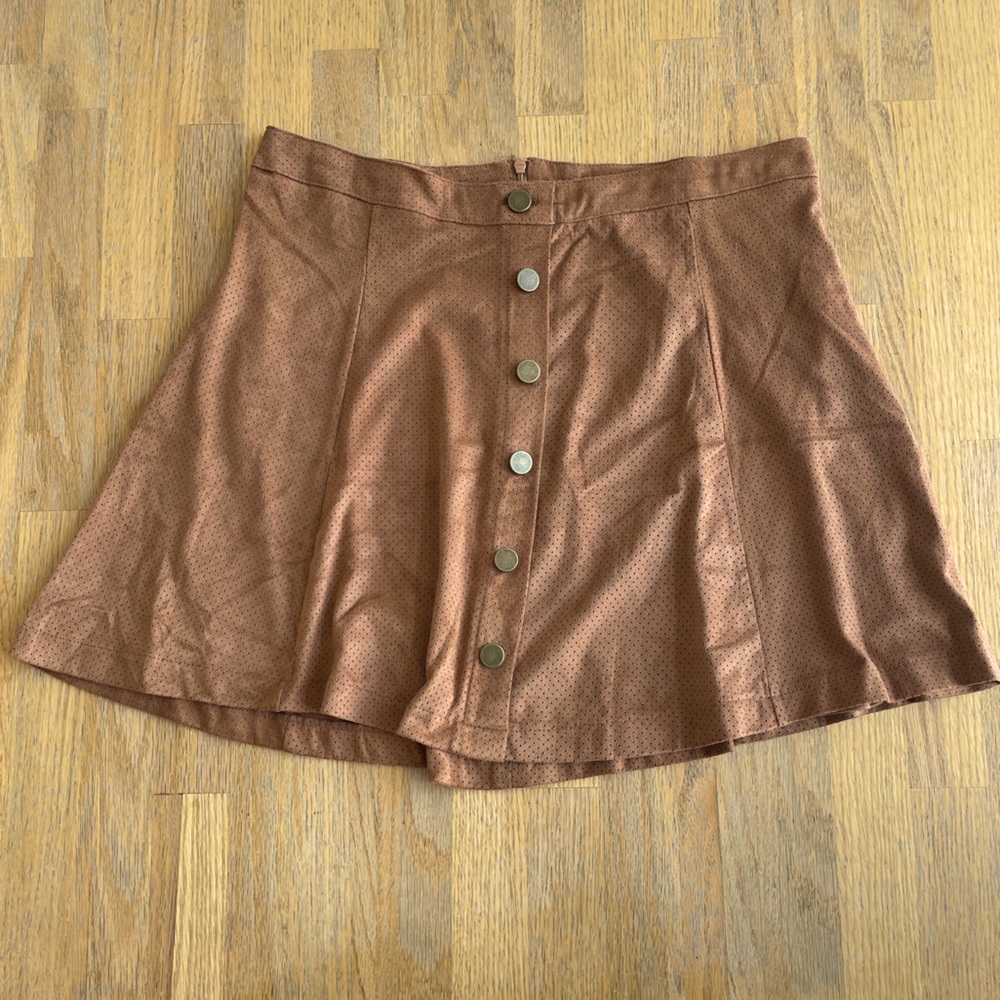American Rag Faux Suede button front skater skirt